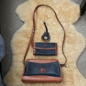 Dooney & Bourke Blue and Brown Leather Women's Bag Set Broken zipper on purse